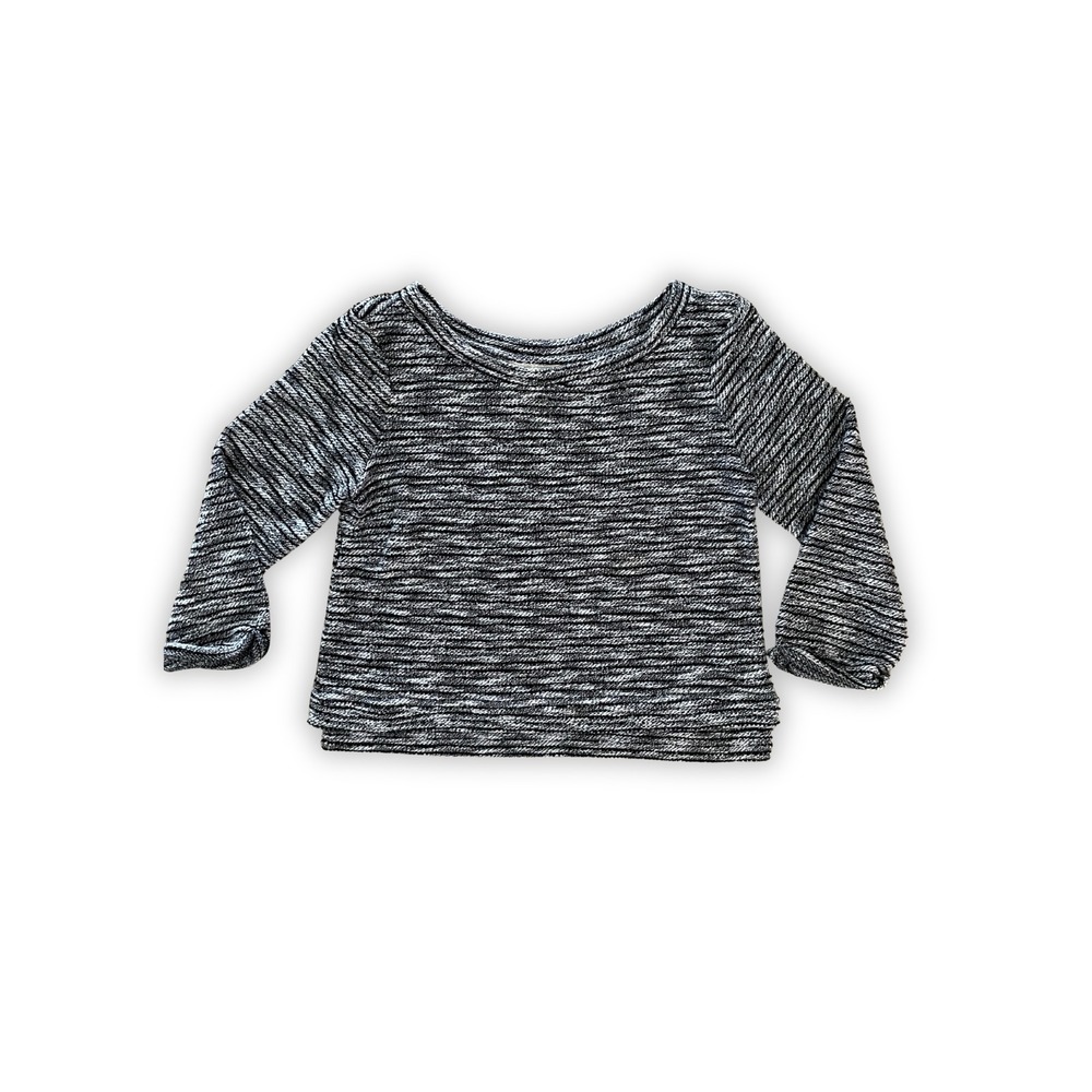 Black & White Textured Marled Knit Sweater 3/4 Sleeve Size S